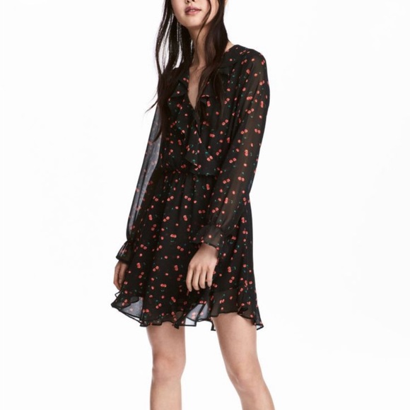 H&M Dresses & Skirts - H&M Cherry Print Wrap Mini Dress